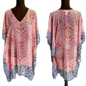Tommy Bahama Swim Cover Up Size Small Sheer Tropical Floral Kimono Sleeve Tunic